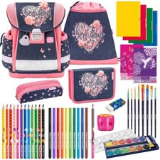 Belmil Schulranzen Set Classy Beautiful Flowers 14-teilig Mädchen Blumen Herz