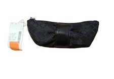 Black makeup bag with mirror inside cosmetic pouch travel case clutch NWT