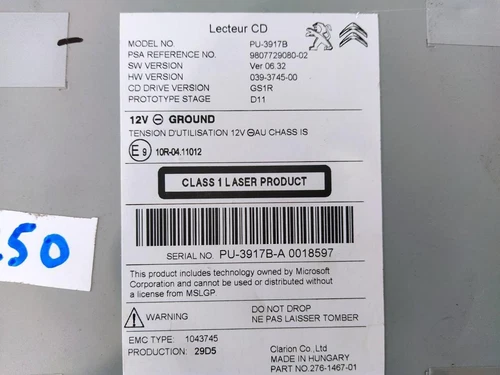 980772908002 Sistema Audio/Radio Cd para PEUGEOT 508 SW Access 2015 93349 - Imagen 2 de 9