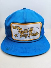 Vintage USA MADE K Products MFA Gold N Dog Food Patch Trucker Hat Snapback Cap