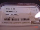 1922D BN Lincoln Cent   NGC XF  OBV. cleaned