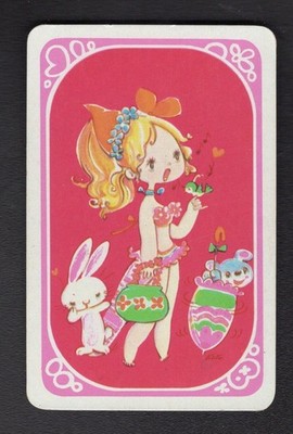 Vintage Kako Swap Card - Trendy Girl with Bird (BLANK BACK)