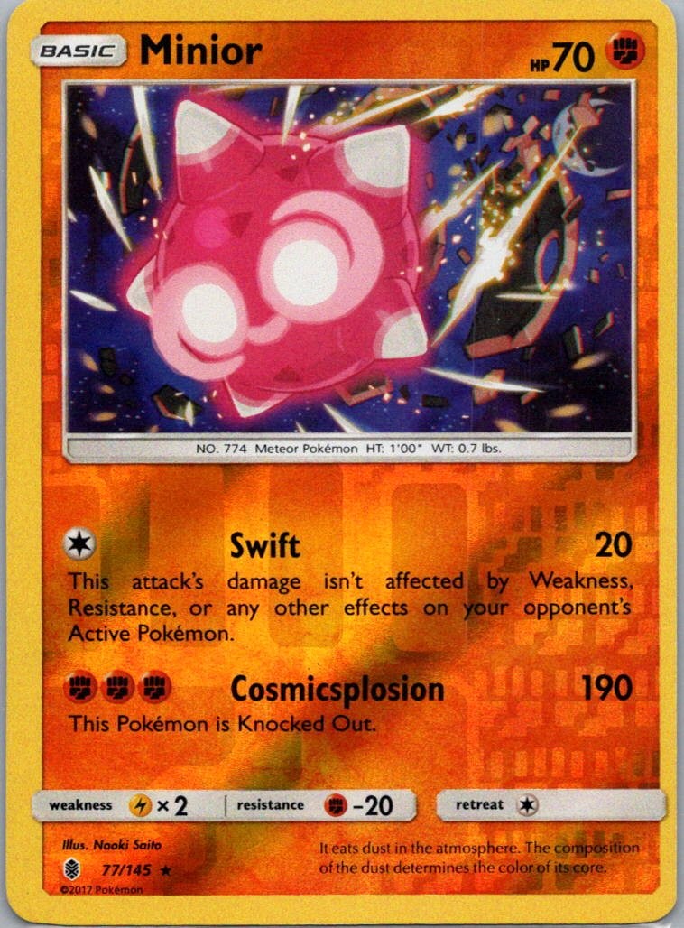 Pokemon TCG Minior 77/145 Guardians Rising Rev Holo NM