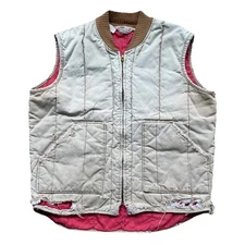 Vtg Walls Blizzard Pruf Insulated Canvas Quilted Lined Vest Mens Large THRASHED