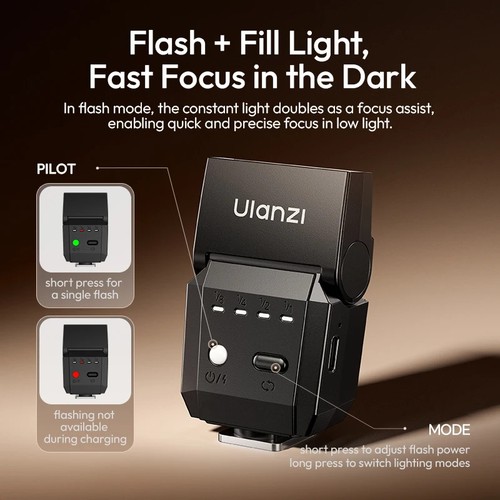Ulanzi SL03 Mini appareil photo flash Speedlite lampe de poche pour Canon Nikon Sony Fujifilm - Photo 2/15