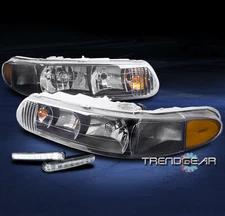 FOR 97-05 BUICK CENTURY/97-04 REGAL BLACK HEADLIGHTS HEADLAMPS W/BUMPER DRL LED