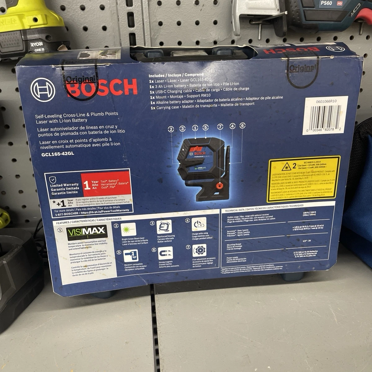 NUEVO Punto Ciruela Línea Cruzada Autonivelante Bosch 3.7V GCL165-42GL Visimax