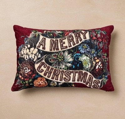 John Derian for Target Pillow Merry Christmas  Embroidered 2025 Holiday NWT