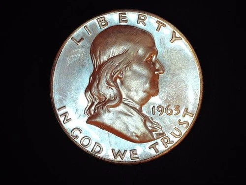 1963 50 cent Franklin half silver dollar, proof