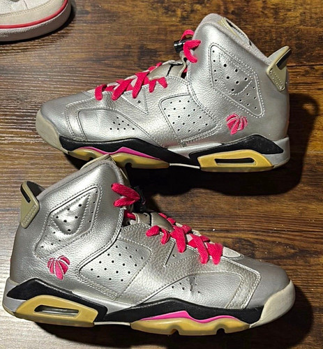 Jordan 6 Valentine’s Day Silver Pink Black High Top sneaker Sz 7Y/8.5w
