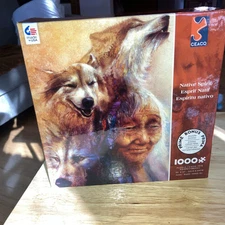 Ceaco 1000 Piece Puzzle “Native Spirit” Native American Indian Wolves