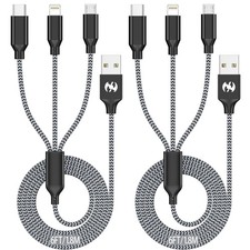 Multi Charging Cable 6ft 2Pack 3 in 1 Charger Cord, Multiple Rapid Nylon Braided