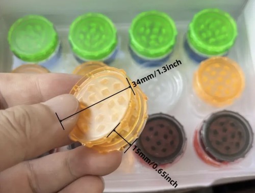 PLASTIC GRINDER 2 Part 34-40mm 3 Part Shark Teeth Herb Stash Storage + FREE GIFT - Picture 4 of 8
