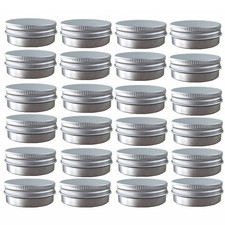 24 Pack 1 Oz/30Ml Screw Top round Aluminum Tin Cans, Metal Tin Storage Jar Con