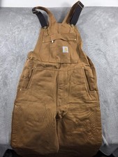 Carhartt Pants Mens S Brown Firm Duck Insulated Bib Overall Loose Fit OR6672-M