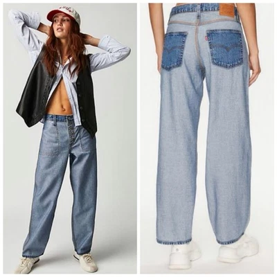 Levis Reversible Jeans Baggy Dad Denim 32 L 31 W Mid Blue - image 1 of 4