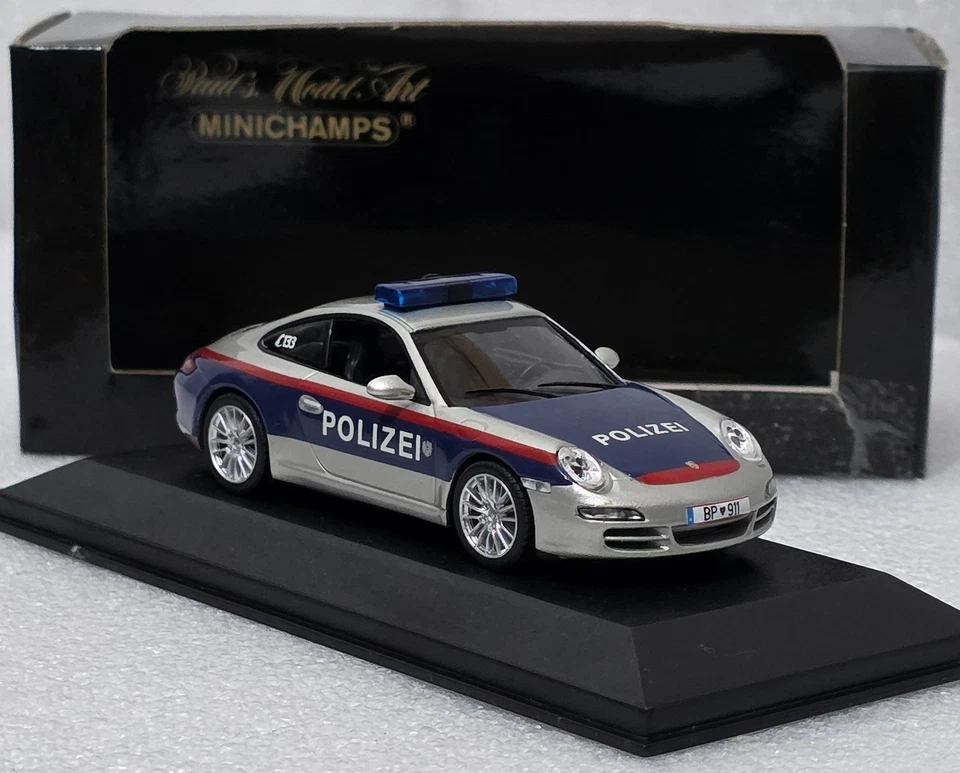 Porsche 911 (996) Austria Polizei 2004 Silver 1:43 Minichamps 400063090  (15) - Image 3 of 4
