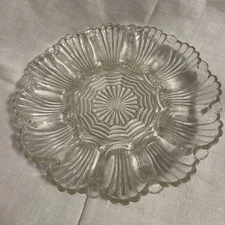 Vintage Anchor Hocking #896 Clear Glass Relish Deviled Egg Serving Dish 019 GW84
