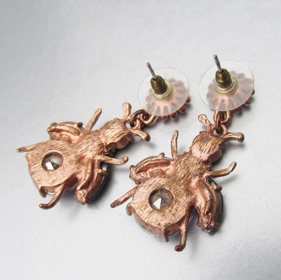 Pendientes colgantes Betsey Johnson PRIMAVERA FLING insecto mosca abeja lavanda estrás Foto 2 de 4