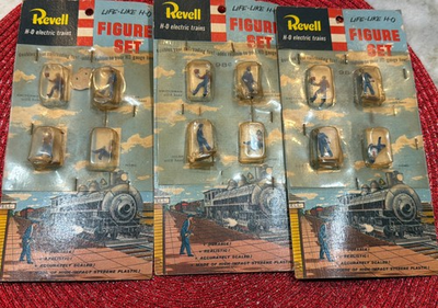 #ad Lot 3 Vintage Revell Life Like HO Railroad Figure Sets Unopened $35.00