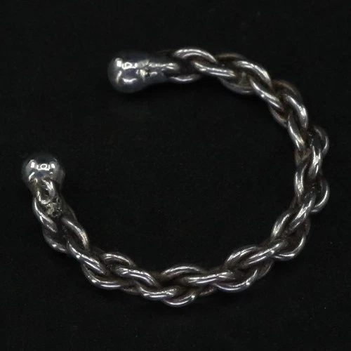 VTG Sterling Silver - Cable Rope Adjustable Cuff Ring Size 2.5 - 1g