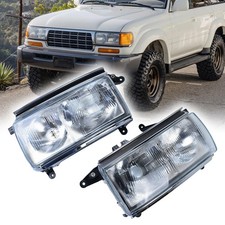 Headlamp Pair Crystal Clear For Toyota Land Cruiser 1991-1996 1997 Fj80 Lc80
