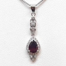 World Class 1.05ct Rhodolite Garnet & White Sapphire Baguette 925 Silver Pendant