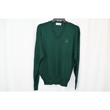 Izod Mens XL Green V-Neck Sweater Long Sleeve Acrylic Made in USA Vintage