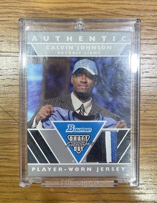 2007 Bowman ''Draft Day Selections '' Calvin Johnson #DJCJ Player-Worn Jersey