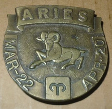 Vintage ARIES Belt Buckle RAM Bergamot Brass Works 70'S Made In USA zodiac goat