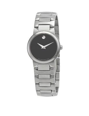Brand New Movado Women's Temo Black Dial Stainless Steel Bracelet Watch 0607295