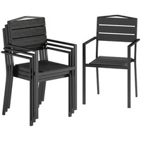 Outsunny Garden Chairs Set of 4, Garden Dining Chairs, HDPE Seat, Black