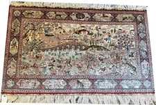 A Vintage 700+ Kpsi Silk On Silk  Pictorial Turkish Hereke Rug