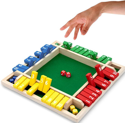 Shut The Box Dice Game,2-4 Player Family Wooden Board Table Math Games for Ad...