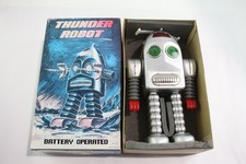 Thunder Robot Battery Operated Vintage Tin Plate Toy Boxed 