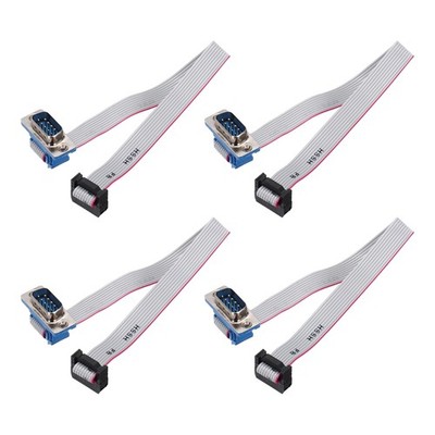 4 Pcs Flat Ribbon Cable, 2.54mm Pitch 11.5mm Width 10 Pin Male DB9 to FC-10