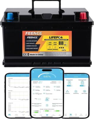 Feence LiFePO4 Bluetooth 12V 100Ah Lithium Batterie For Wohnmobil RV Marine