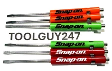 6 SNAP ON TOOLS Pocket Screwdriver, Flat Tip Screwdrivers, MIXED Magnet End NEW
