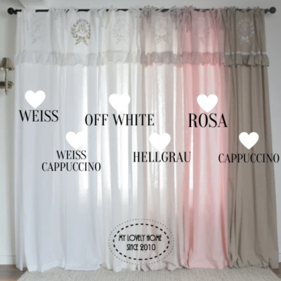 MATHILDE ALLE FARBEN Vorhang 145x250 Gardine Shabby Landhaus Vintage French Boho - Bild 1 von 4