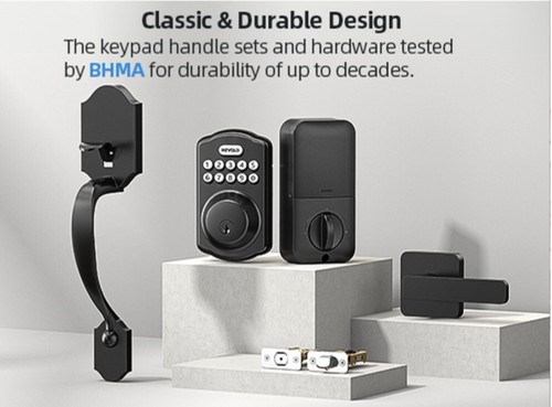 Electronic Keypad Front Door Digital Deadbolt W/Handle- Matte Black RE001 - Picture 3 of 13