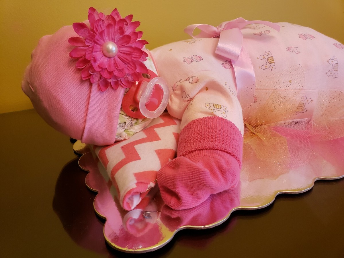 Baby Shaped Diaper Cake For Baby Shower