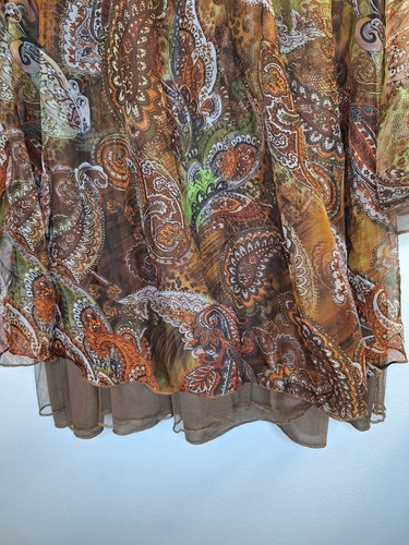 PRETTY ANGEL Silk Blend Paisley Tunic Top Women's Sz M Bohemian Western Cowgirl - Picture 7 of 9