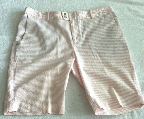 Pantalones cortos para mujer Ralph Lauren RLX rosa y blanco Seersucker talla (8) - Imagen 7 de 24