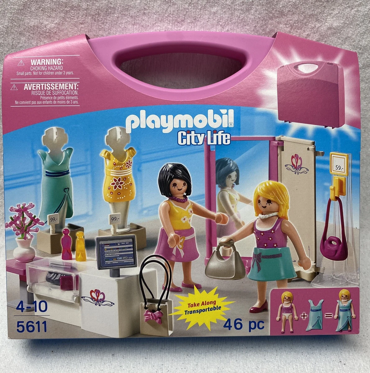 Playmobil 5611 City Life Shopping Center Dresses Register Mirror Carry Case NEW