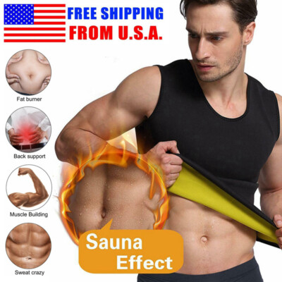 Men Waist Trainer Sauna Suit Sweat Trimmer Vest Corset Body Shaper Gym Tank Top