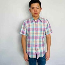 Vintage 80s Plaid Short Sleeve Button Down