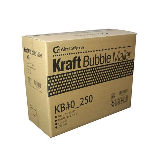 1000 #0 6.5x10 Kraft Bubble Mailers Padded Envelopes Mailing Bags AirnDefense - Picture 7 of 7