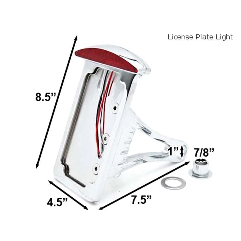 Freno lateral se adapta a ejes de 1" o ejes de 7/8" matrícula trasera luz LED cromada Foto 2 de 4