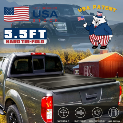 #ad 5.5FT FRP Hard Tri Fold Tonneau Cover Truck Bed for 2017 2025 Titan Pick up $312.55