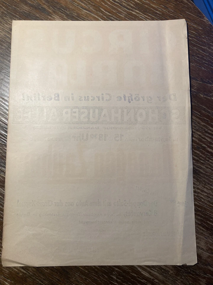 Werbung Plakat CIRCUS BARLAY August 1946 Berlin TOP Zirkus Beigat Zoo Salto - Bild 2 von 4